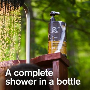 Every Man Jack Amber + Sandalwood Hydrating Mens 3-in-1 All Over Wash for All Skin and Hair Types - Body Wash, Shampoo and Conditioner with Naturally Derived Ingredients - 28.8oz (2 Pack)