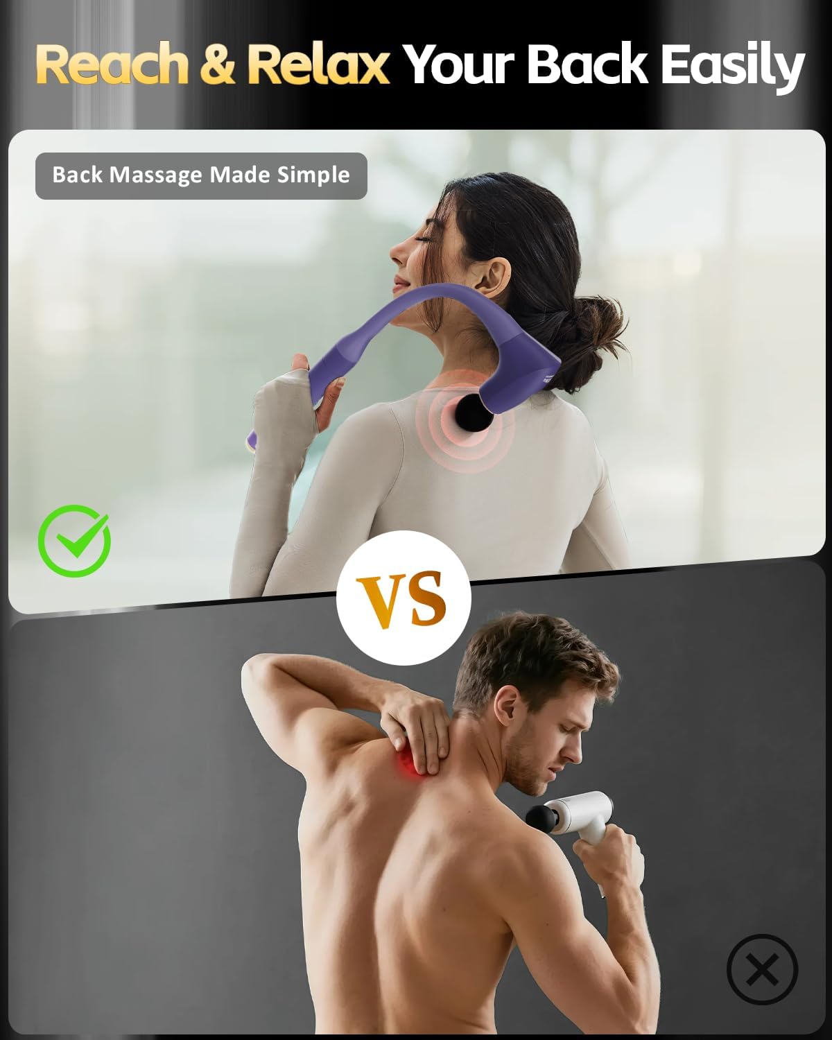 2-in-1 Detachable Muscle Massage Gun Deep Tissue with Extension Handle | Reaches your entire back solo, back and neck massager for pain relief, handheld massager for shoulder leg, fsa - hsa eligible - Image 3