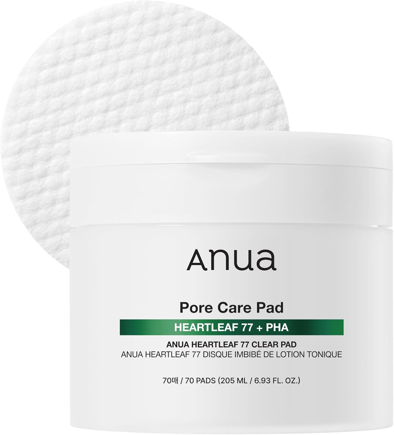 Anua Heartleaf 77 Toner Pads, Daily Exfoliating Toner Pad for Skin Texture Care with Centella & PHA, Dual-Textured Pore Pads for Sensitive Skin, Smooth Skin, Non-Comedogenic, Korean Skin Care, 70 Pads