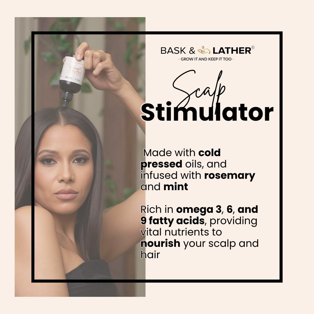Bask & Lather Scalp Stimulator Hair Growth Oil, Cold Pressed Mint and Rosemary Blend with Grapeseed for Hair Growth, Organic Natural Leave in, All Hair Types, 4 Fl Oz - Image 3