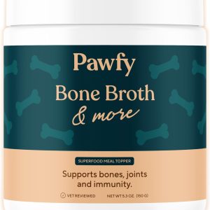 Pawfy Bone Broth for Dogs | Dog Seasoning Powder for Dry Food with Collagen - Supports Joints, Immunity & Digestion | Easy to Serve Bone Meal for Dogs | Unsalted Dog Gravy Topper for Pets