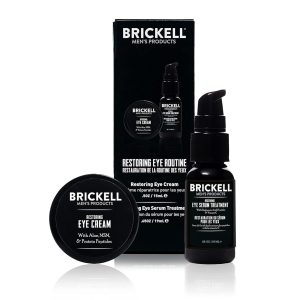 Brickell Men's Restoring Eye Routine for Men, Eye Cream and Serum for Men, With Aloe, Peptides, and Hyaluronic Acid, Unscented, Men's Skin Care Gift Set