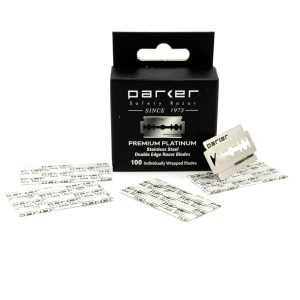 Parker Premium Platinum Double Edge Safety Razor Blades - 100 Count Salon Pack | Swedish Steel, Platinum-Tungsten-Chromium Coated | Smooth, Comfortable Shave | For Barbershop & Home Use