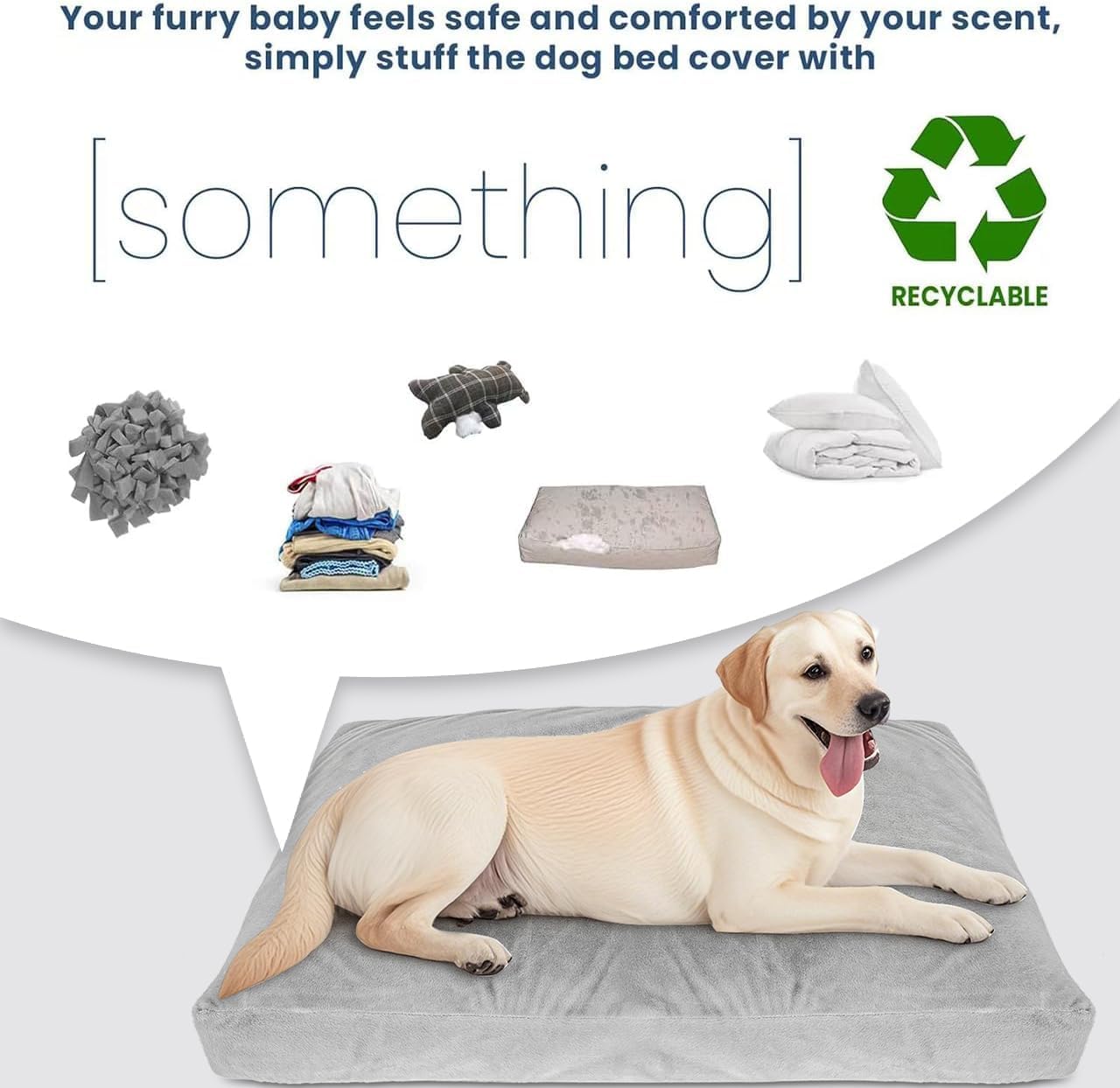 Faux Fur Dog Bed Covers – Ultra Soft Rose Velvet, Removable & Washable, Cozy & Durable,Large Pet Bed Cover Only (No Filling) – Gray, (Fleece Gray, 36" L x 24" W x 4" Th)