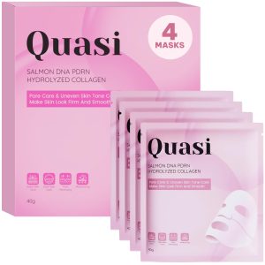 Quasi Salmon PDRN Collagen Mask – Korean Skin care Gel Face Mask for Hydration, Firming & Smoothing Skincare, Collagen Boost & Pore Care – 4 Masks, Non-Irritating, Natural Ingredients