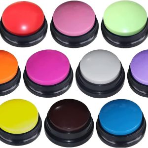 10 Color Voice Recording Button, Dog Buttons for Communication Pet Training Buzzer, 30 Second Record & Playback, Funny Gift for Study Office Home wtih Whire and Coffee