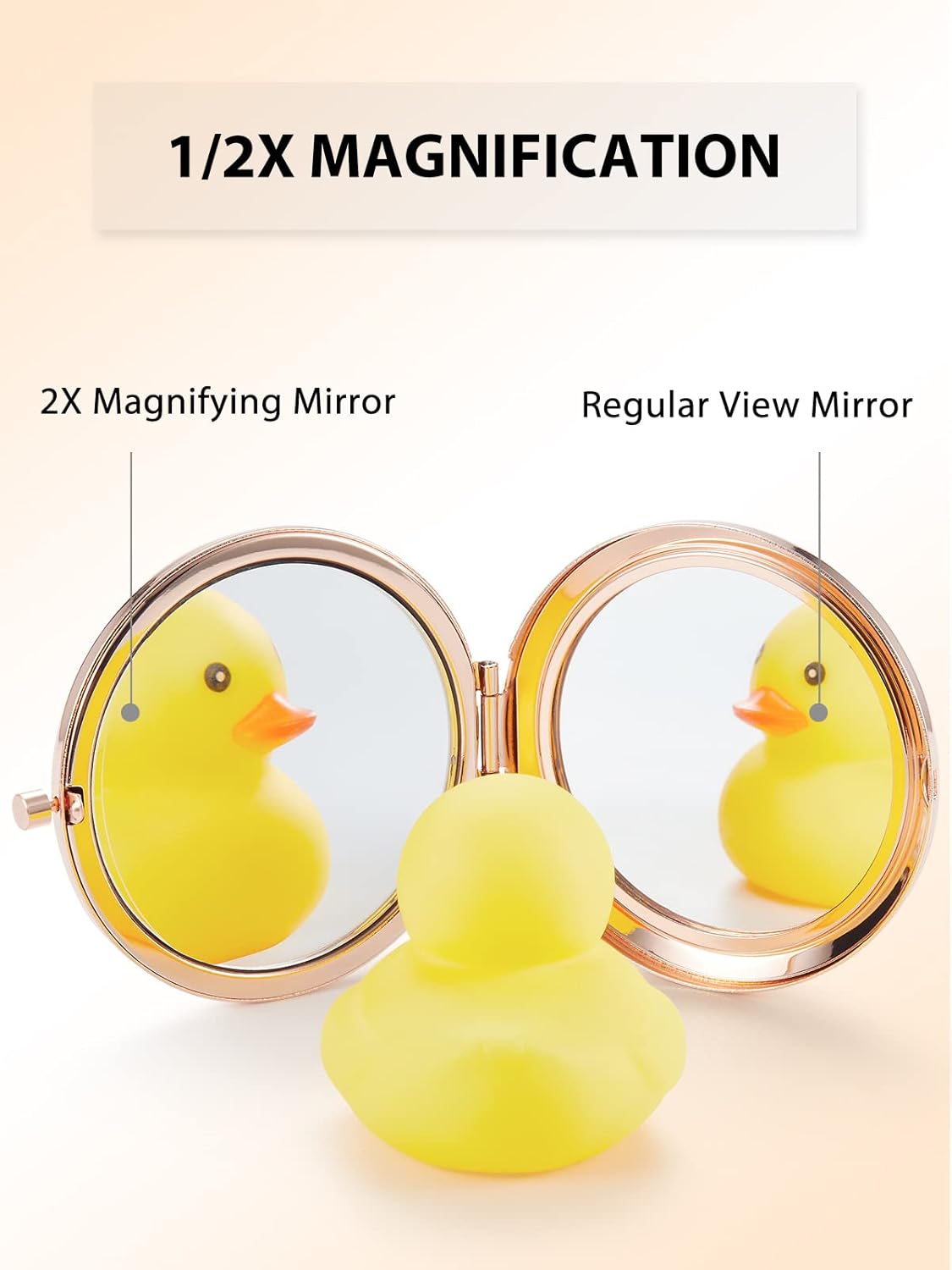 Compact Mirror Bulk, Pack of 6 Double-Sided 1X/2X Magnifying Metal Makeup Mirrors(Round, Rose Gold) - Image 2