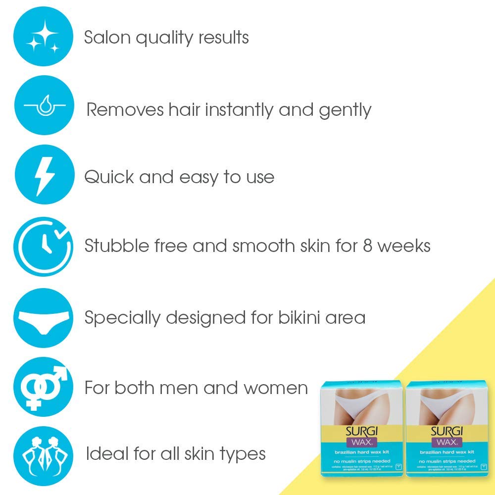 Surgiwax Brazilian Hard Wax Waxing Kit for Private Parts, 4 Ounce Boxes (Pack of 3) - Image 3
