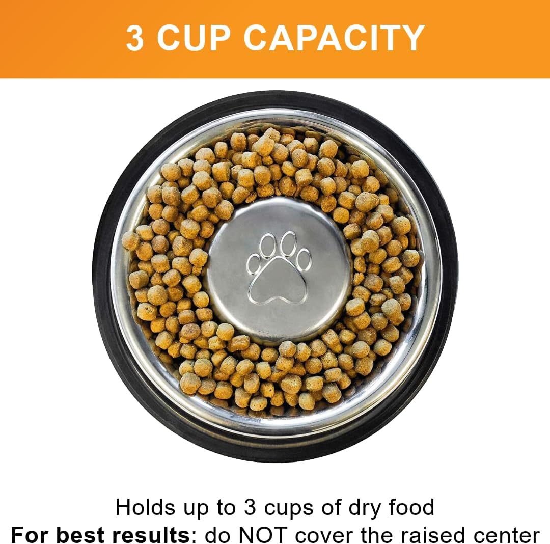 Neater Pet Brands Stainless Steel Slow Feed Bowl - Non-Tip & Non-Skid - Stops Dog Food Gulping, Bloat, Indigestion, and Rapid Eating (3 Cup) - Image 3