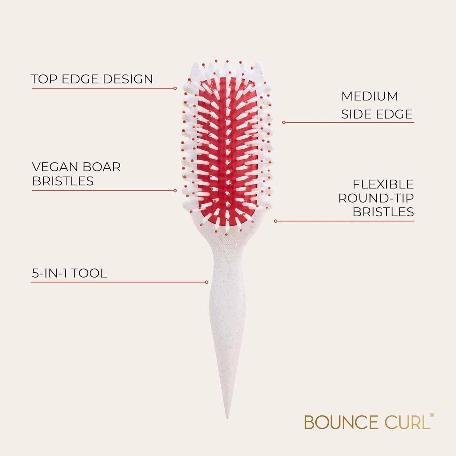 Bounce Curl Define EdgeLift Brush - Curly Hair Brush for Defining Detangling and Sectioning Wavy Curly Coily Hair - Cherry - Image 3