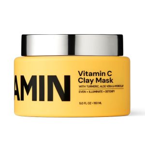 Gleamin Vitamin C Clay Mask for Dark Spots - Brightening Clay Face Mask with Turmeric, Deep Cleansing & Pore Refining Treatment, Helps Improve Uneven Tone & Post-Blemish Texture, 5 oz Up to 40 Uses