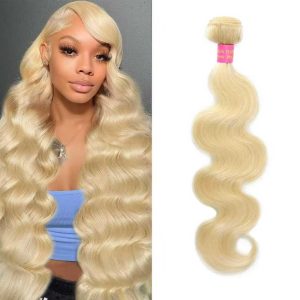 24Inch Blonde Bundles Human Hair 613 Body Wave Bundles Human Hair Extensions,100% Real 14A Brazilian Virgin Raw Easy to Dye No Synthetic Blend No Tangle No Shedding 3X-Lifespan Visit the QBRVP Store