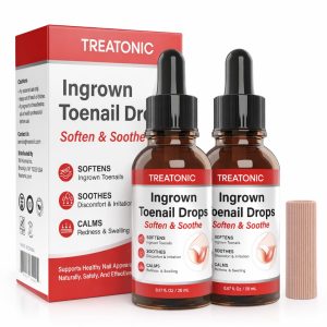 Treatonic Ingrown Toenail Treatment Drops - Ingrown Toenail Softener and Reliever Kit for Easy Trimming with Silicone Gel Toe Caps - 2 Pack