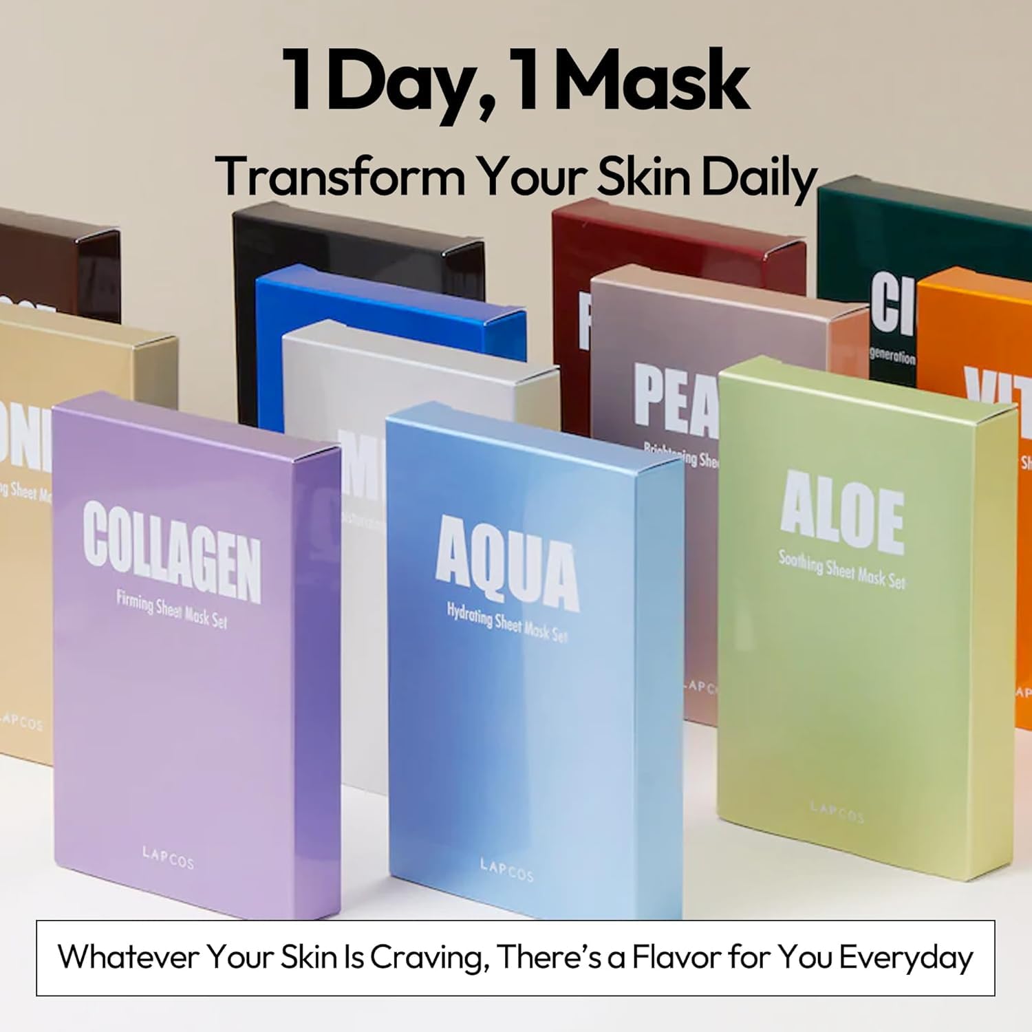 LAPCOS K Beauty Collagen Sheet Mask - Firming & Age-Defying Face Masks with Collagen Peptides - Minimizes Fine Lines & Restores Skin Elasticity - Breathable PT Cell Sheet Korean Skin Care (Pack of 10) - Image 3
