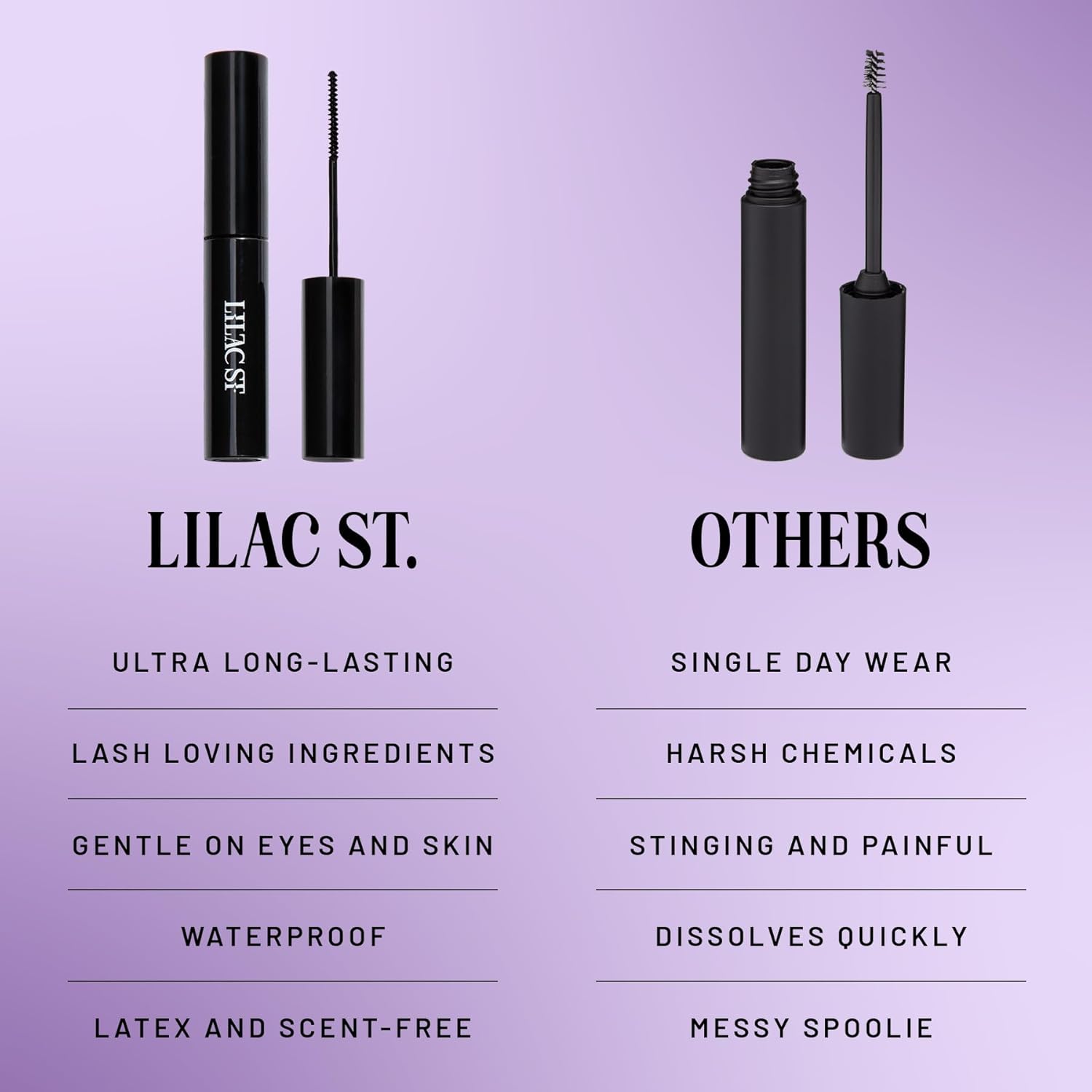 Lilac St - Eternal Bond (Black) - Lash Cluster Glue - Mini Mascara Wand Applicator - Strong & Flexible Hold - Waterproof - Sensitive Eyes Safe - Cruelty Free, Vegan, Women Founded - 0.16 fl oz