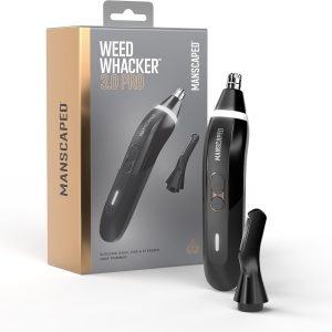 MANSCAPED® Weed Whacker® 3.0 PRO - Men's Electric Nose, Ear & Eyebrow Hair Trimmer – SkinSafe® Dual-Head System, LED Spotlight, Waterproof, Rechargeable, Travel Lock, Eyebrow Comb Attachment