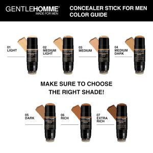 Gentlehomme - Concealer Stick - Men’s 2-in-1 Concealer & Brush - For Blemishes, Dark Circles, Scars, Acne & Uneven Skin Tones - Natural Finish - All Skin Types - Vegan - Rich - 1 Stick