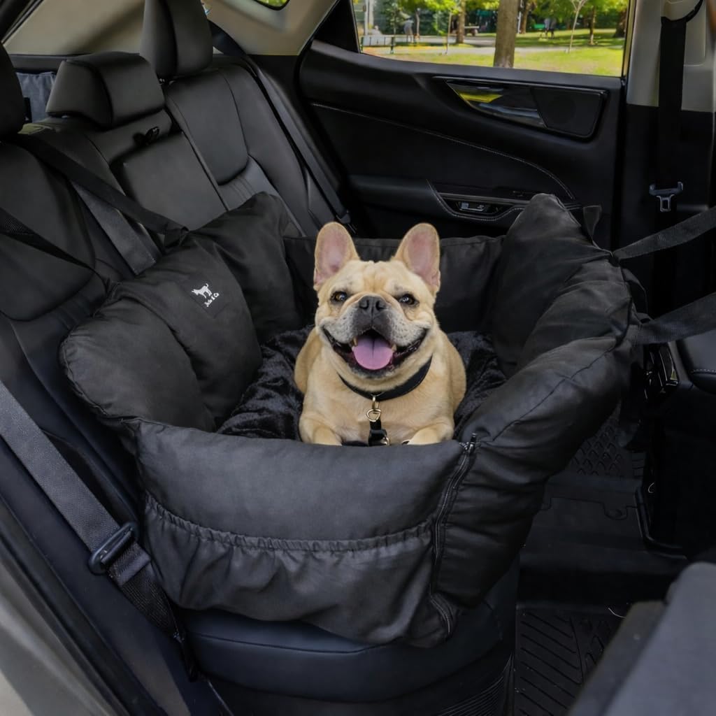 JACKO & CO Premium Medium Dog Car Seat for Pets Under 40lbs - Removable Covers, Machine Washable, Water Resistant, Clip-On Leash for Back Seat Use (Black, Removable Covers - Medium (25-40lbs)) Visit the Jacko & Co Store - Image 3
