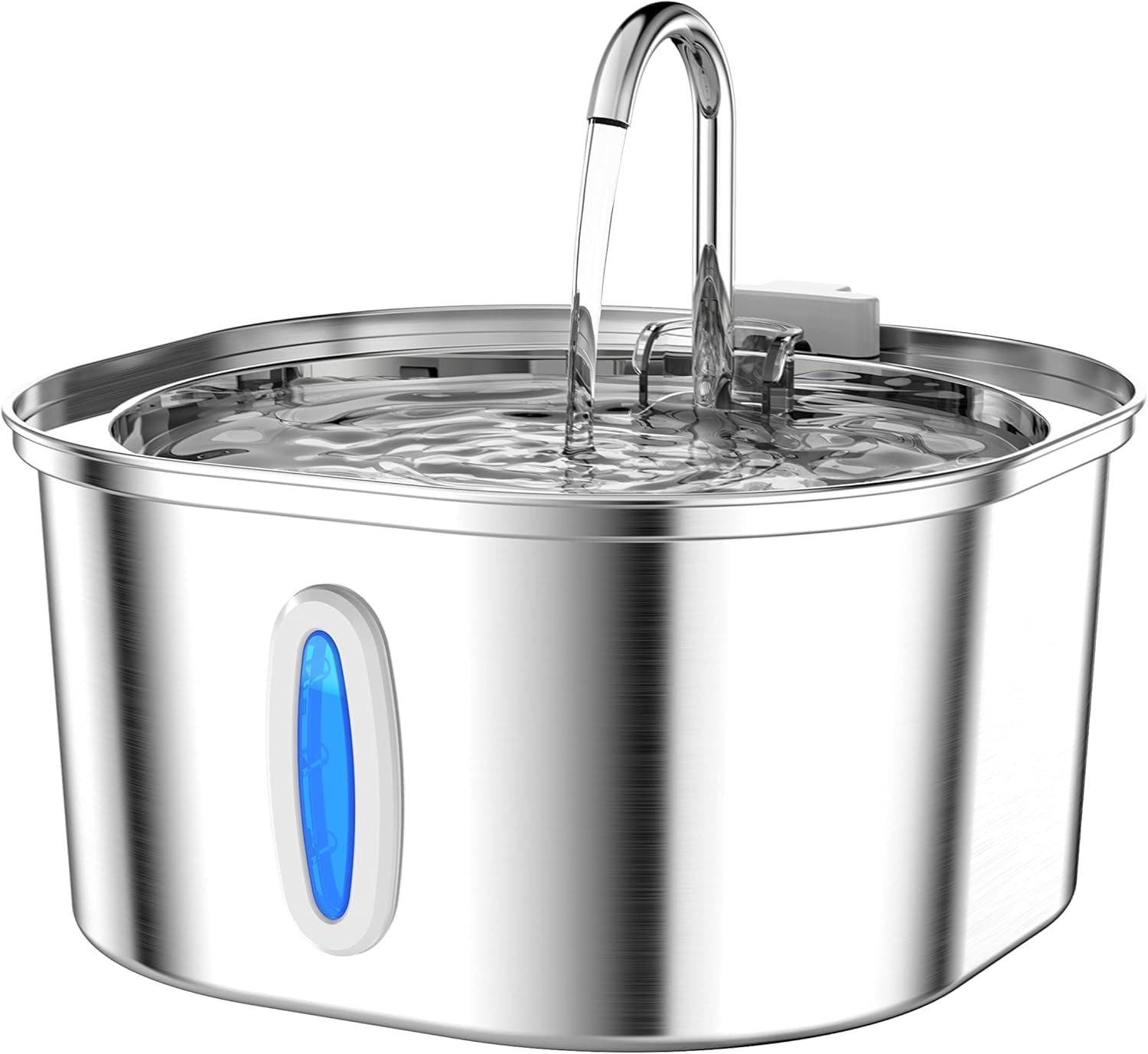 PEKTACO Cat Water Fountain, 3.2L/108oz Stainless Steel Pet Water Fountain | Cat drinking fountain, dishwasher safe, with triple filtration, quiet pump, and visible water window for cats and small pets
