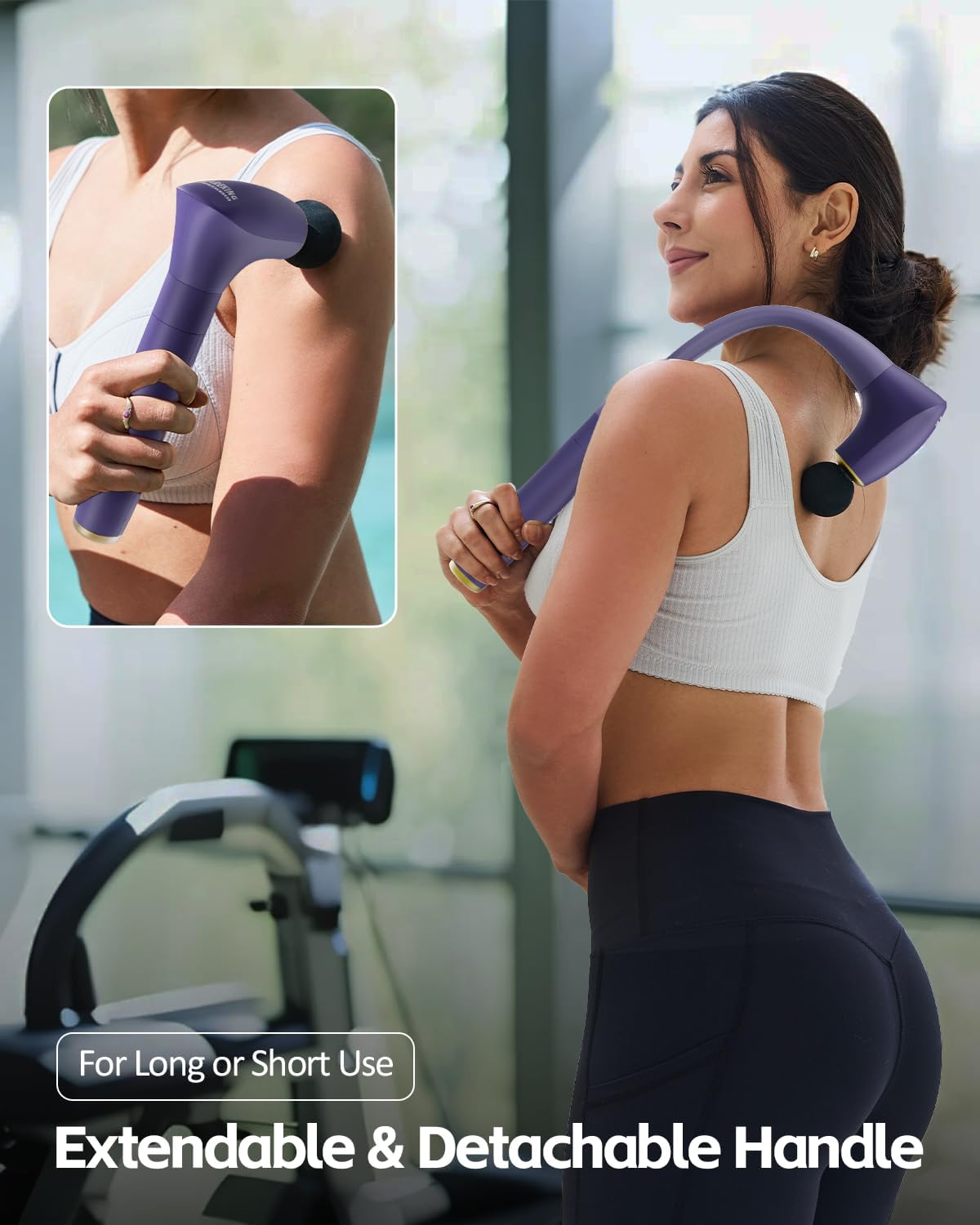 2-in-1 Detachable Muscle Massage Gun Deep Tissue with Extension Handle | Reaches your entire back solo, back and neck massager for pain relief, handheld massager for shoulder leg, fsa - hsa eligible - Image 2
