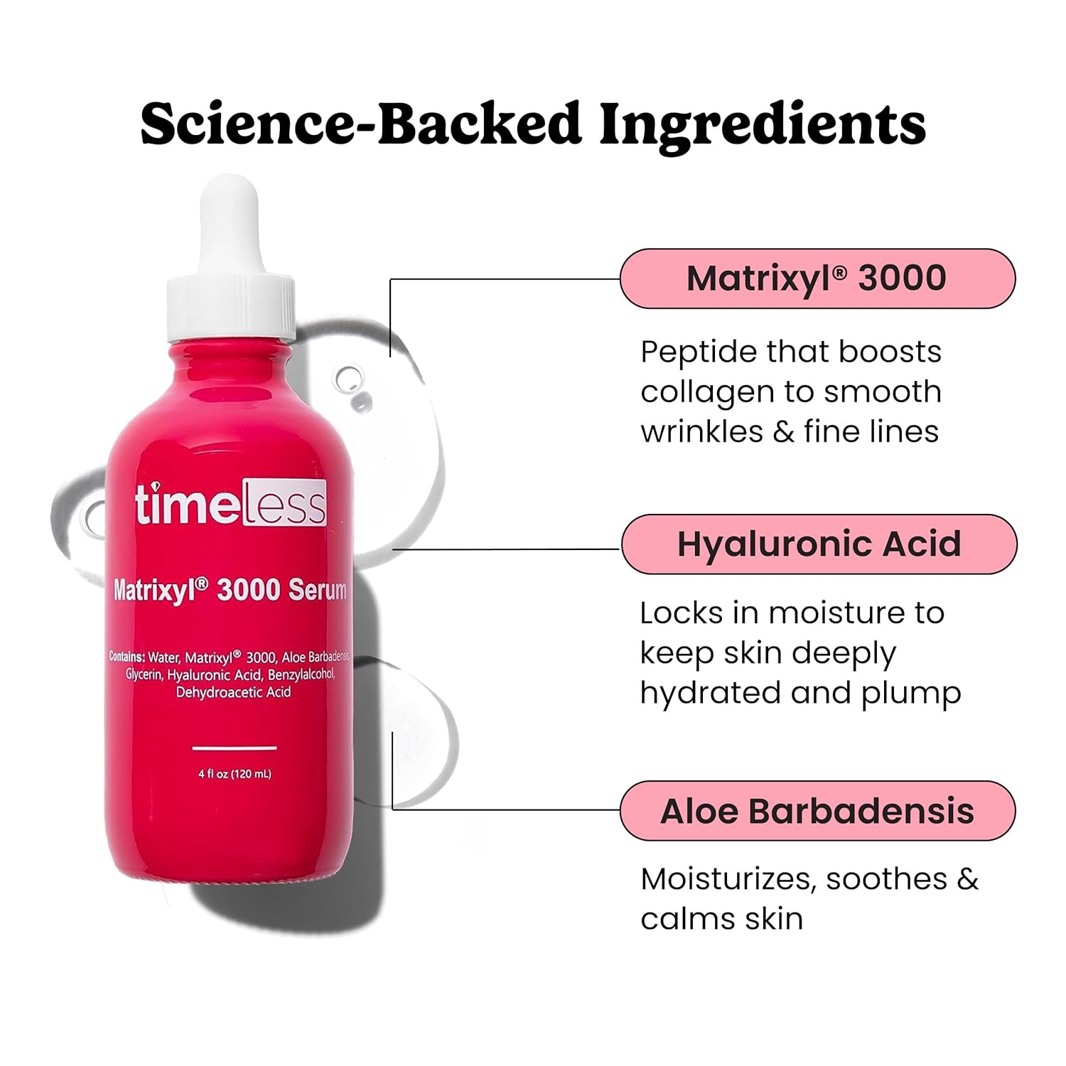 Timeless Skin Care Matrixyl 3000 Serum - Personal Care Face Serum Supports Hydration - with Hyaluronic Acid - Fragrance-Free - for Skin Care - 4 oz - Image 2
