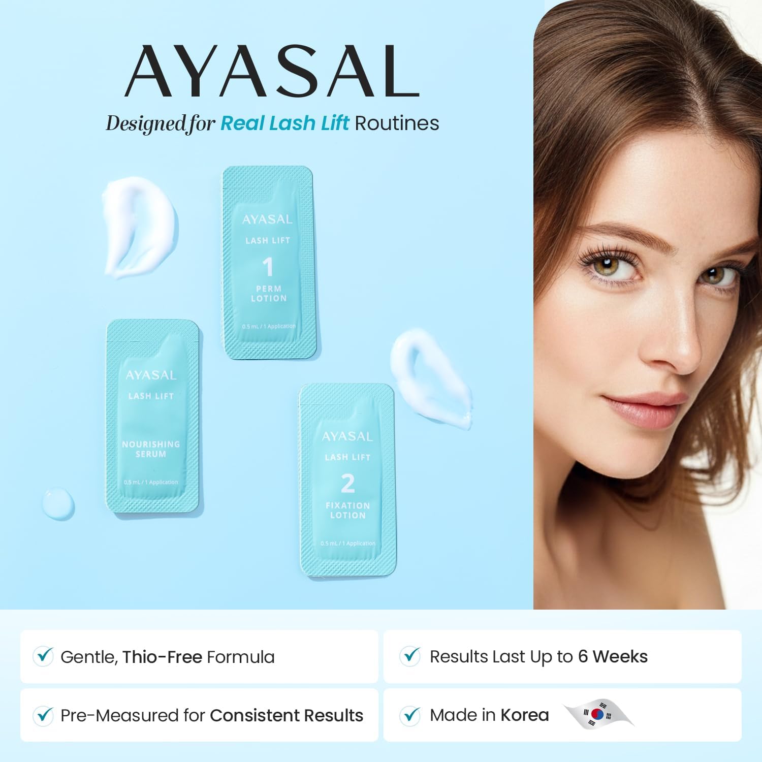 AYASAL Lash Lift Kit Refills: Step 1+2+Nourishing Serum Refill Set, Korean Thio-Free Lash Perm - Professional Long Lasting Results up to 6-8 Weeks - Eyelash Curling Set at Home - 5 Applications - Image 2