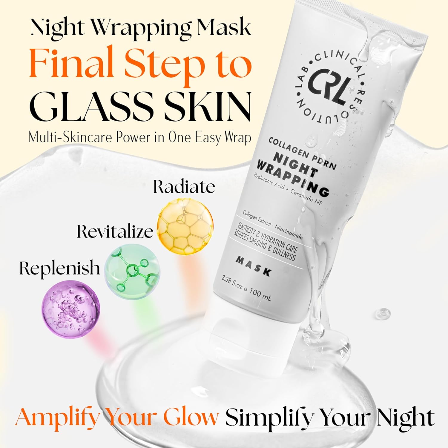 Clinical Resolution PDRN Collagen Night Wrapping Mask, All-In-One Nourish, Revitalize, Radiance for Youthful Glowing Skin Overnight Peel Off Face Mask Korean Skin Care Lab, 100ml 3 Pack - Image 2