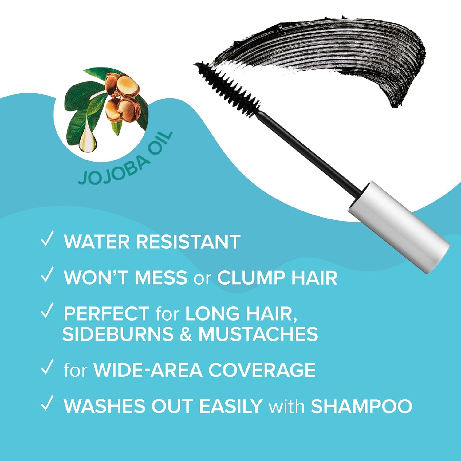 RED by KISS Quick Cover Root Touch Up Rescue (Dark Brown), Mascara Natural Water-Resistant Temporary Gray Concealer Cover Up Brush for Hair Mustache & Beard, Formulated with Jojoba Oil - Image 2
