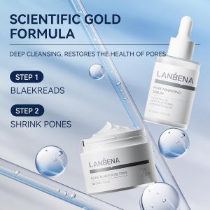 LANBENA 3 in 1 Blackhead Removing Set, Pore Strips 30g+Pore Serum 30ml+Removal Strip Paper, Black Head Remover Mask for Face, Pore Minimizer & Reducer for Face, Leaving Your Skin Fresh and Clean