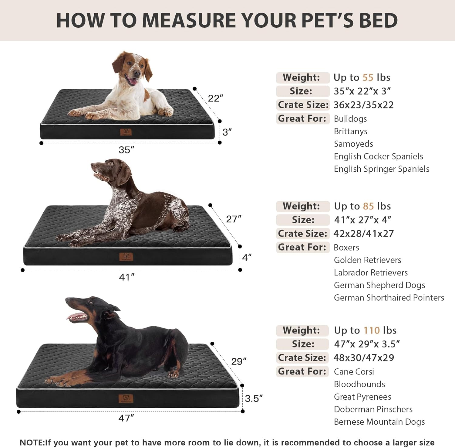 WNPETHOME Orthopedic Dog Bed for Crate, Waterproof Extra Large Dogs Bed with Removable Washable Cover, Multi-Needle Quilting Dogs Crate Beds - Image 2