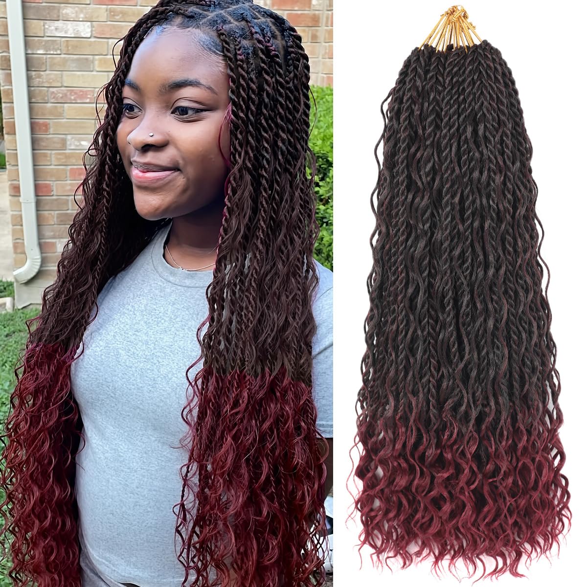 14 Inch Boho Island Twist Crochet Braids 9 Packs Senegalese Twist Crochet Hair with Curls Ends Pre-Looped Bohemian Twists Braiding Hair Extensions for Black Women