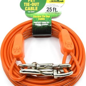 IntelliLeash 60FT Tie-Out Cables for Dogs - Strong, Safe, and Durable Dog Tie-Outs for Every Breed up to 250 Pounds - Weather and Wear Resistant Galvanized Aircraft Cable for Outside Use