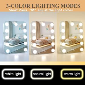 halumao 14.6" Vanity/Makeup Mirror with Lights, Hollywood Mirror with 11 Dimmable LED Bulbs,3 Color Modes,Touch Control
