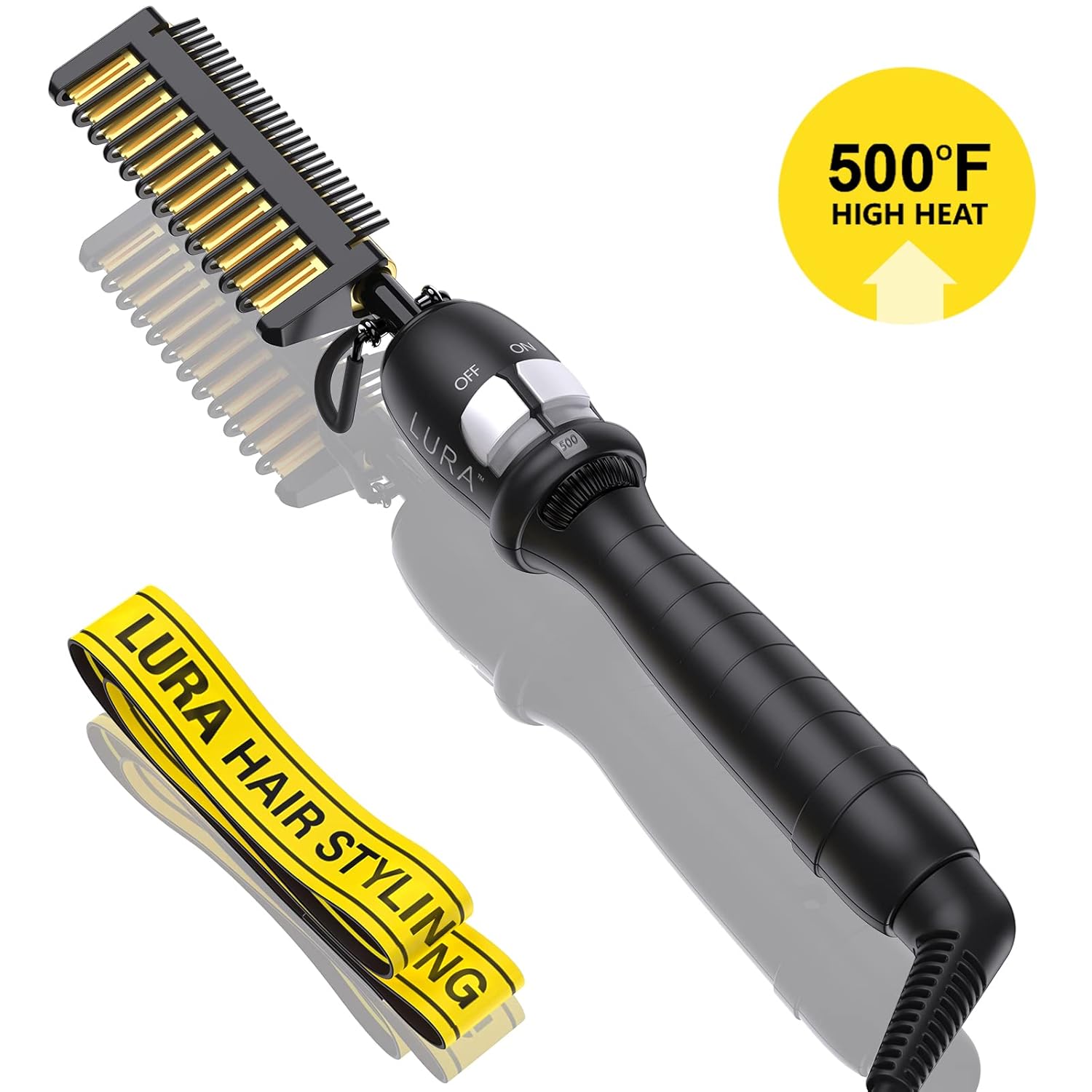 200-500°F Hot Comb:Electric Hot Comb for Lace Front Wigs,Electric Pressing Combs for Black Hair,Electric Straightening Comb for African American Hair(Black) - Image 3