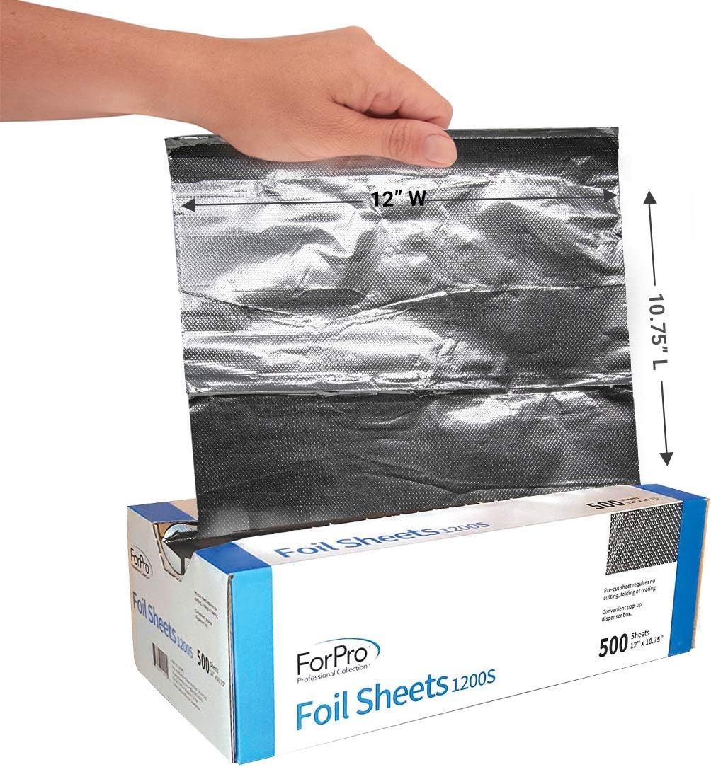 ForPro Professional Collection Embossed Foil Sheets 1200S, Aluminum Foil, Pop-Up Dispenser, for Hair Color Application and Highlighting Services, Food Safe, 12” W x 10.75” L, 500-Count - Image 3
