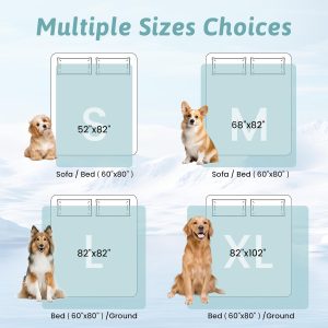 COZY KISS Extra Large Dog Cooling Mat 52"x82" Q-Max>0.4, Waterproof & Leakproof Pet Bed Cover, Non-Slip Cooling Dog Blanket for Couch, Floor, Large Dogs (Blue)