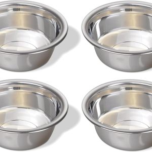 4 Pack - 3.8 Cup (.9 Liter) Stainless Steel Dog Bowls – Metal Dog Food Bowls, Dog Water Bowls, Pet Feeding Bowls, Replacement Bowls for Raised Stands, Rust Resistant, Dishwasher Safe