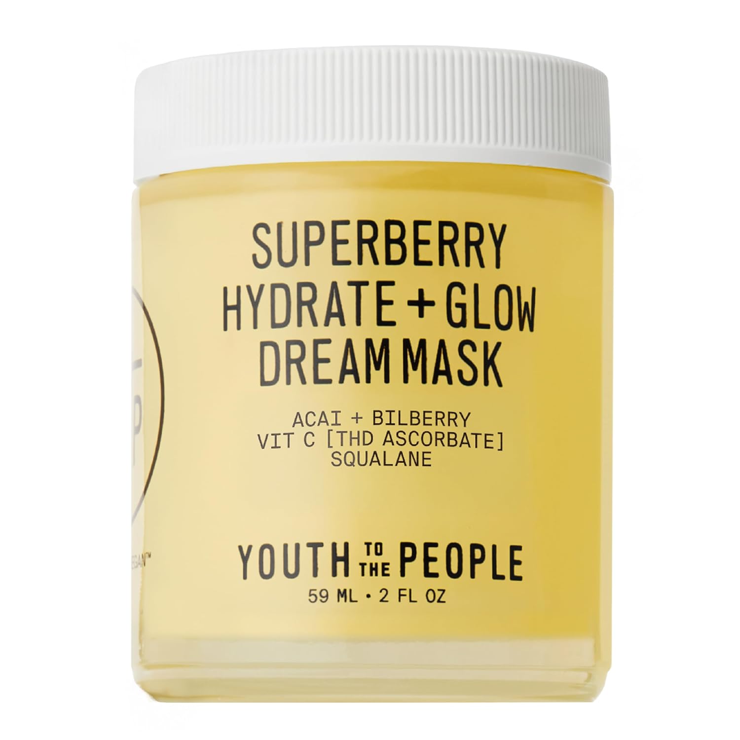Youth To The People Superberry Hydrate + Glow Dream Mask - Hyaluronic Acid, Squalane, Vitamin C, Face Moisturizer + Overnight Facial, Non-Greasy, Plumps, Brightens, Evens Tone, For Dry + Dull Skin