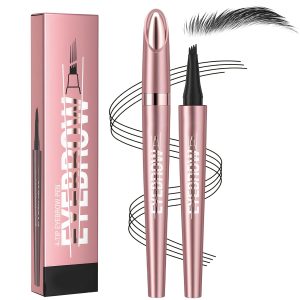 Microblading Eyebrow Pen, 2026 New 4-Tip 3D Eyebrow Pencil, Waterproof Long-Lasting Fine Stroke Contouring Pen, Premium Natural Brow Makeup for All-Day Wear (Black)