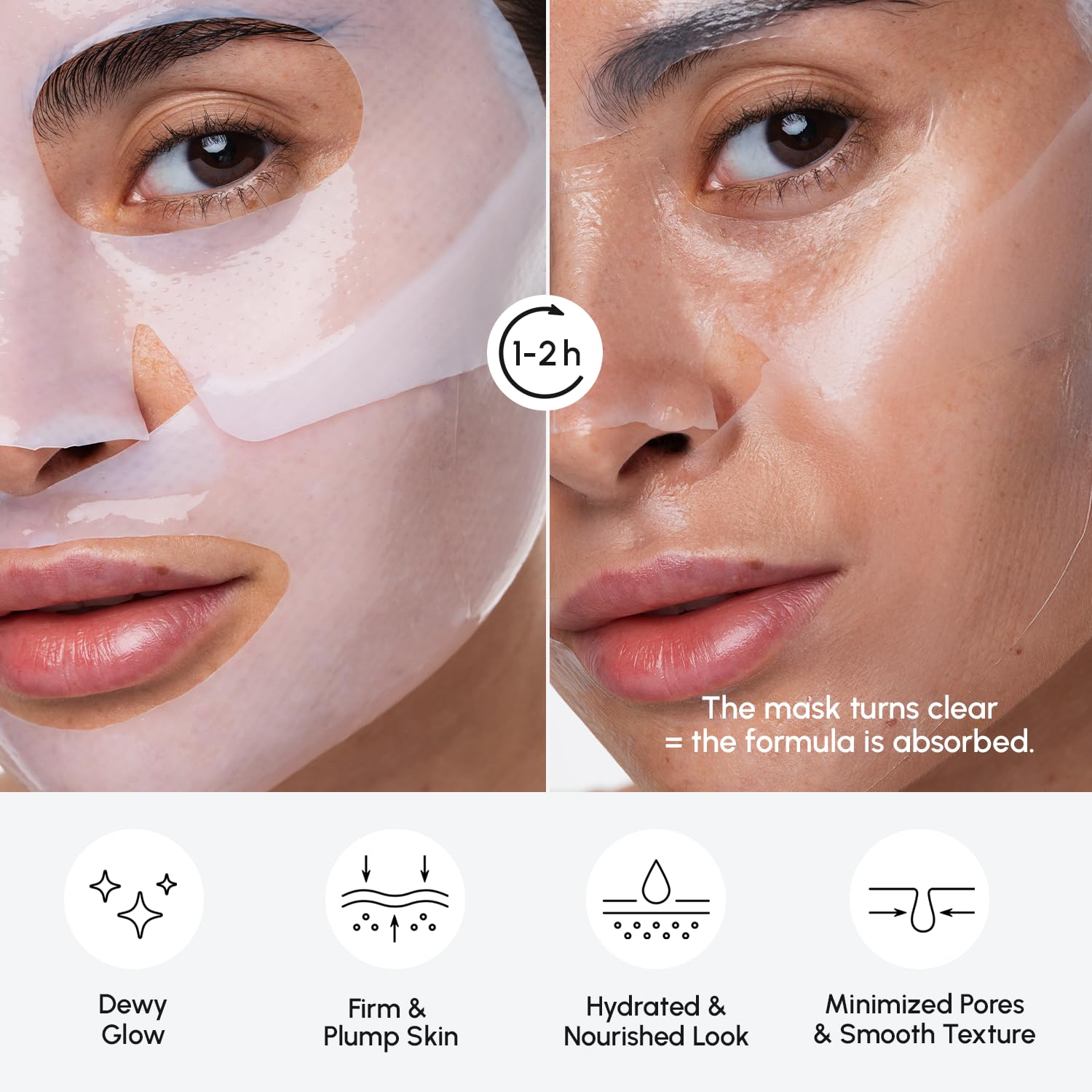 MAREE Hydrogel Collagen Facial Mask with Hyaluronic Acid — Hydrating Face Masks Skincare — Niacinamide, Amino Acids & Red Algae Extract — Facial Masks For Women — Mascarillas Para La Cara — 4 Count - Image 2