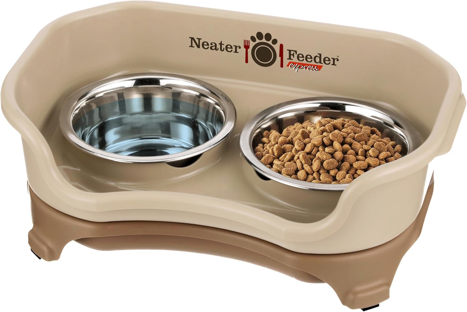 Neater Feeder Express Mess Proof Cat Bowls Elevated, No Spill Feeding Station, Stainless Steel Dishes for Food and Water, Raised Bowls for Indoor Cats, No Fatigue Whisker Friendly Dish, Cappuccino - Image 3