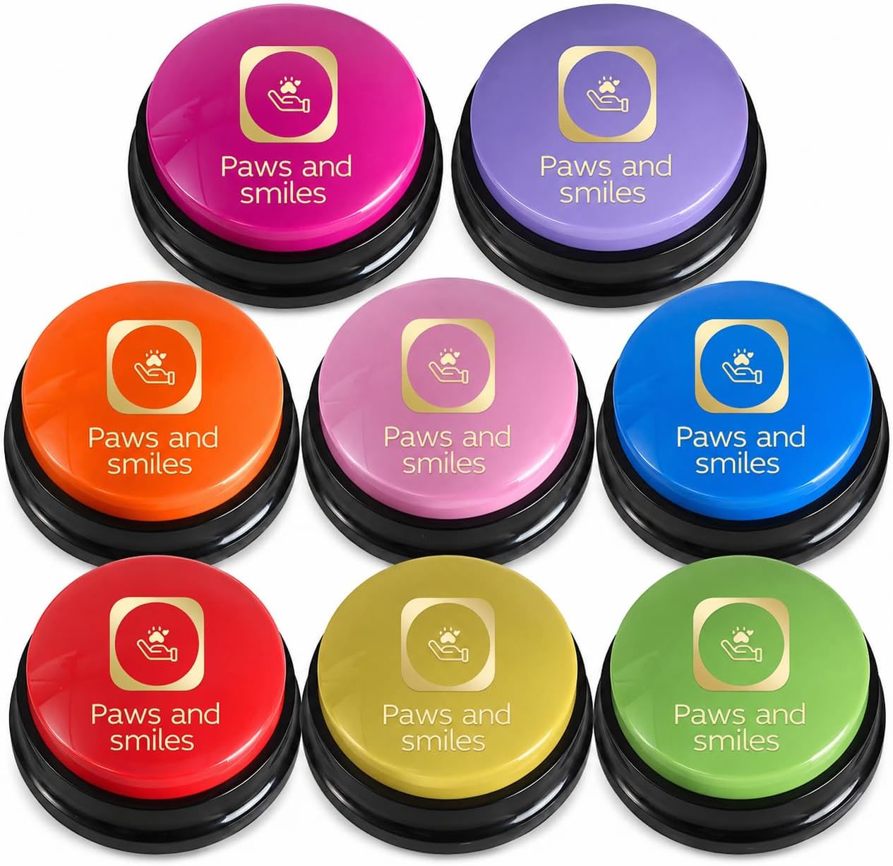 Paws and Smiles Dog Buttons for Communication, 8-Pack Recordable Talking Buttons for Dogs & Cats, 30-Second Voice Dog Training Buttons Starter Set Pet Communication Buzzer Gift - Image 2