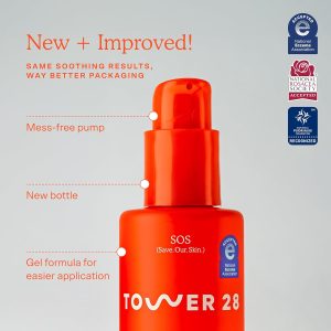 Tower 28 SOS Rescue Face Serum - Soothing Facial Serum with Hypochlorous Acid for Irritated, Sensitive Skin - Gently Helps Reduce Redness + Blemishes - Fragrance-Free Everyday Skin Care (2 oz)