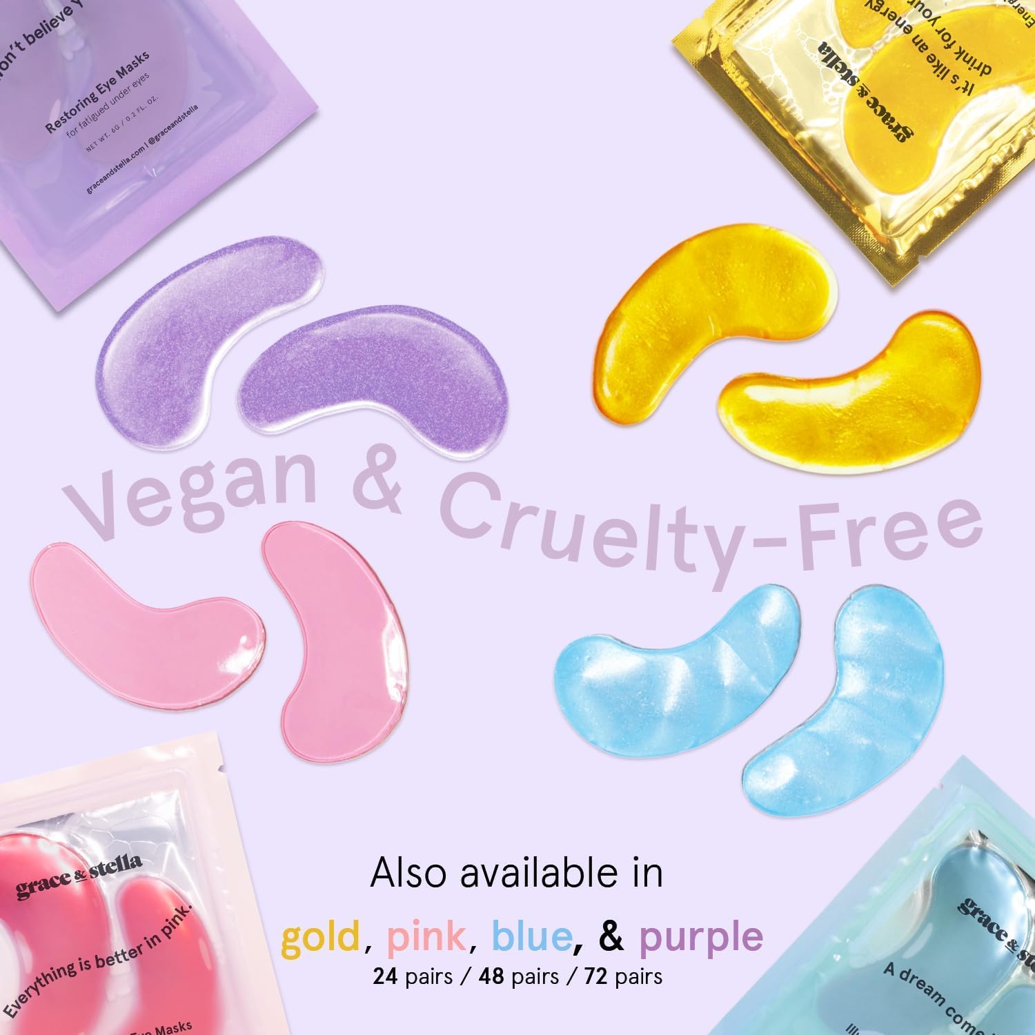 grace & stella Retinol Under Eye Patches for Puffy Eyes & Dark Circles - Restoring Gel Under Eye Masks with Hyaluronic Acid - Birthday Gifts for Women, Bachelorette Party Favors (Purple, 24 Pairs) - Image 3