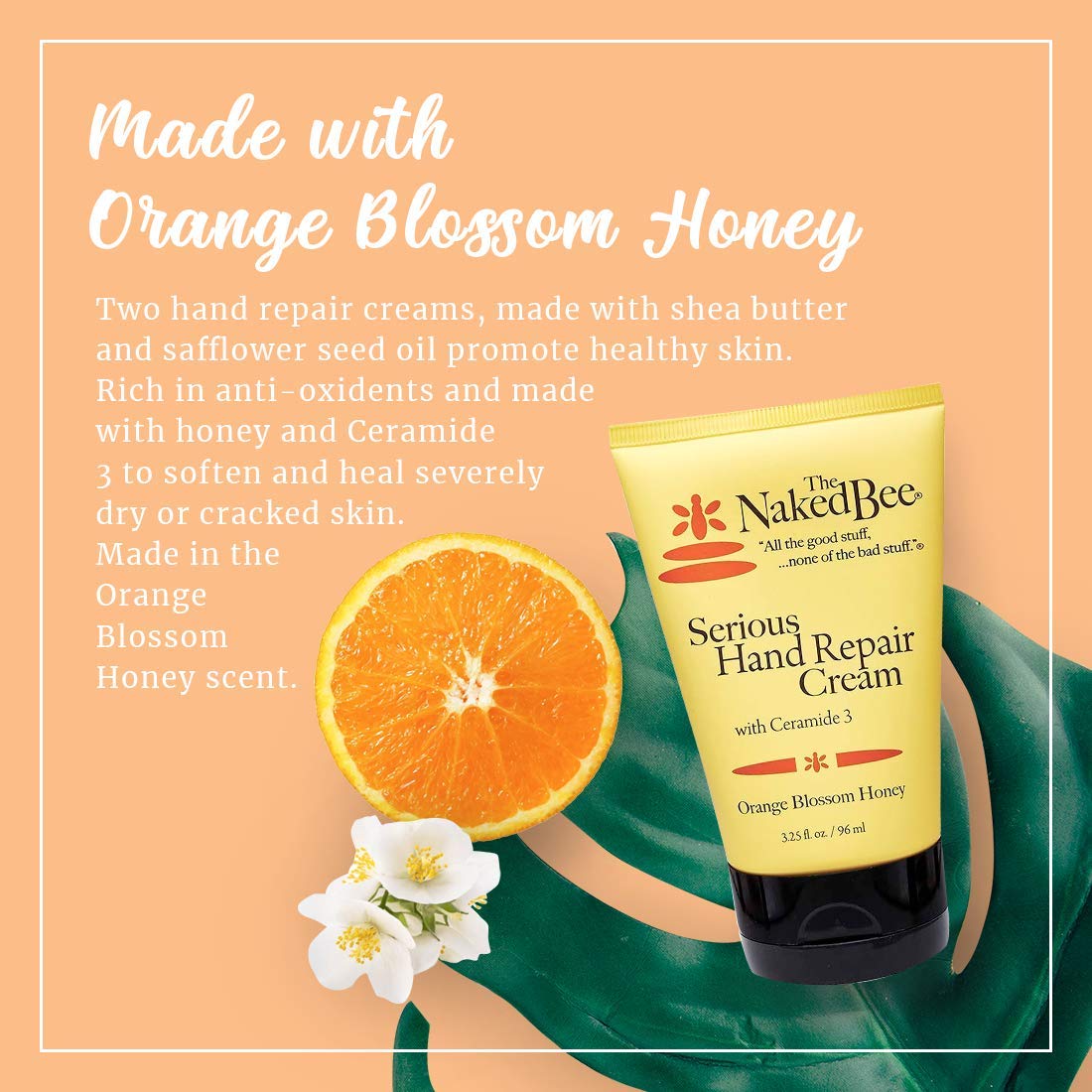 The Naked Bee Orange Blossom Honey with Ceramide 3, Serious Hand Repair Cream Lotion - 2 Pack - Image 3