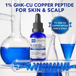Skin Perfection 1% GHK-Cu Copper Peptide Serum for Face and Neck 0.5 fl oz | Ready-to-use 1% GHK-Cu copper peptides serum. Face, neck, scalp Vegan, 0.5 fl oz.