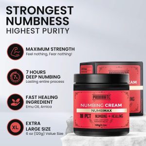 NumbMax Deep Numbing Cream, Maximum Strength Relief with Menthol, Odor-Free, Non-Greasy Value Size 120 g