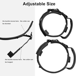 DAGANXI Tactical Dog Collar, Adjustable Military Training Nylon Dog Collar with Control Handle and Heavy Metal Buckle for Medium and Large Dogs, with Patches and Airtags Case (L, Black)