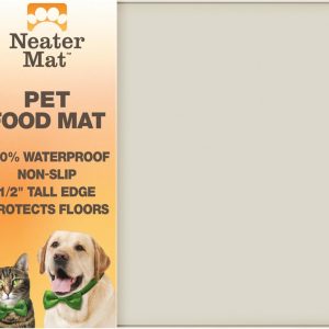 Neater Pet Brands Neater Mat Pet Mats for Food and Water, Cat & Dog Bowl Mat Waterproof Silicone, Feeding Tray, Dog Food Mats for Floors, Placemat w/Raised Edge for Under Bowls, 19” x 12”, Cream