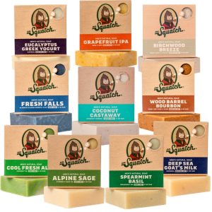 Dr. Squatch Natural Men’s Bar Soap - Cold Process Body Soap Bar with Natural Oils - Gifts for Men - Coconut Castaway, Fresh Falls, Cool Fresh Aloe, Grapefruit IPA & more (5 oz, 10-Pack)